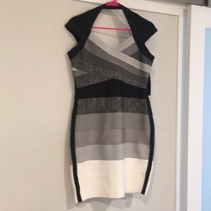 Venus size large l women’s dress NWT black white